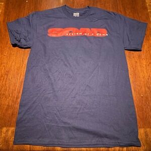 System of a Down SOAD Red Logo Blue Graphic T-Shirt Men's Medium